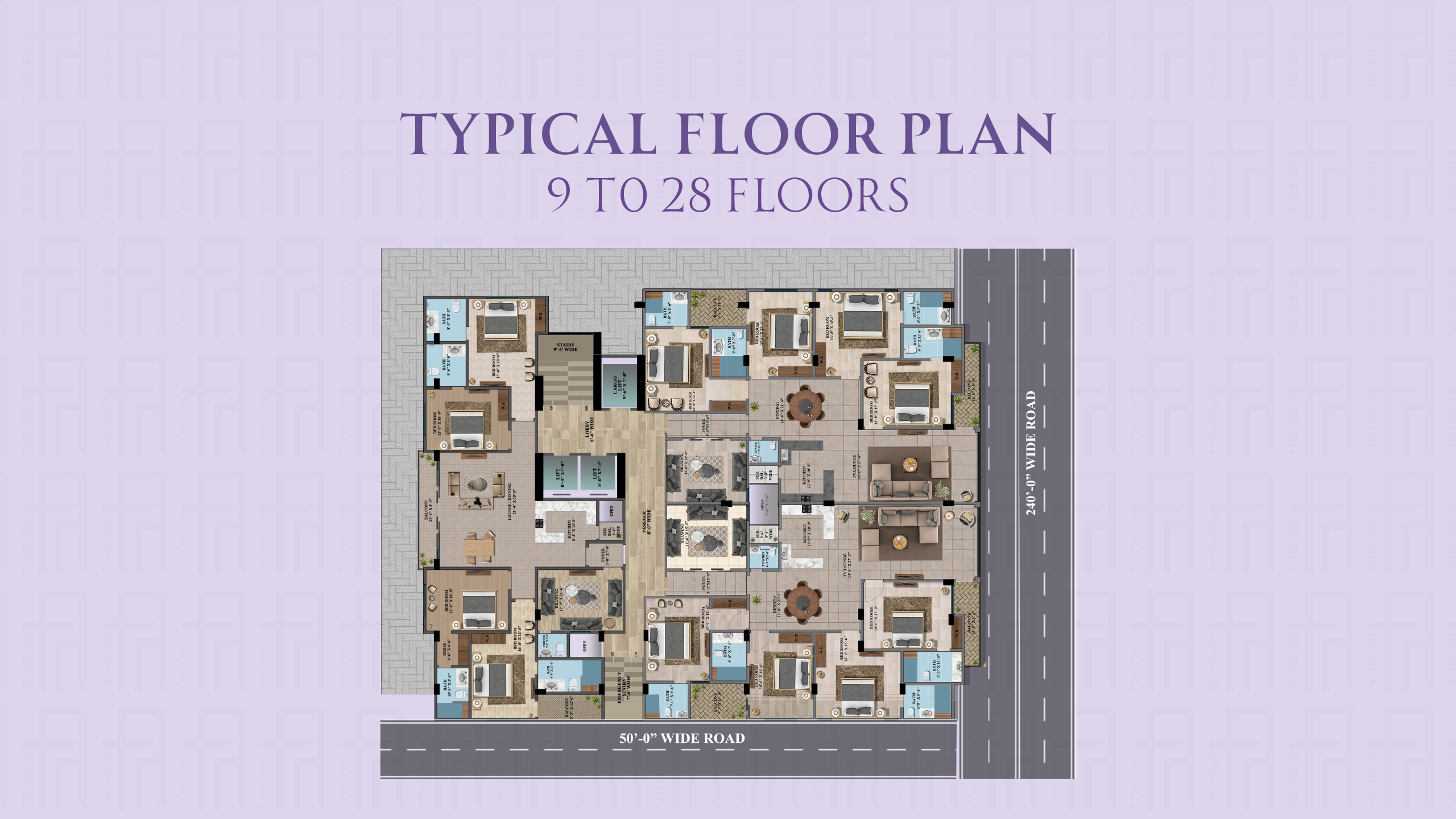 Typical Floor Plan (9th to 28th Floors) at Faizan Heights