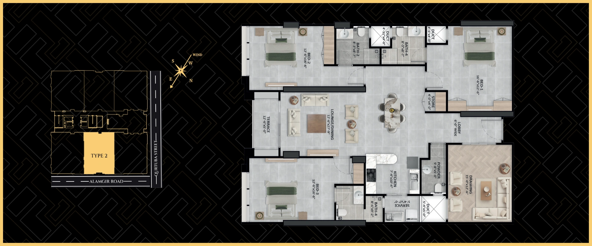 Type 2 apartment type at Faizan Landmark 1