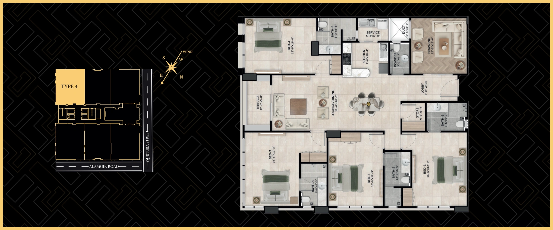 Type 4 apartment type at Faizan Landmark 1