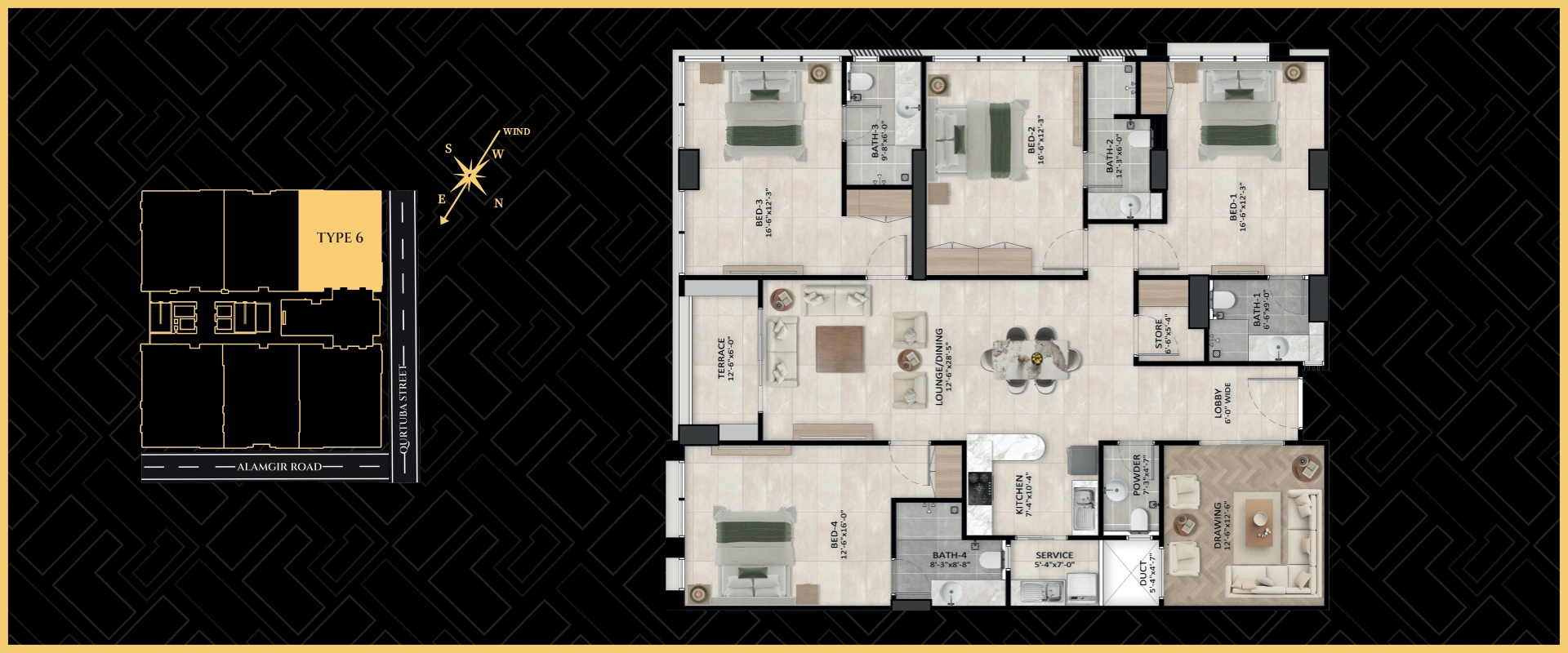 Type 6 apartment type at Faizan Landmark 1