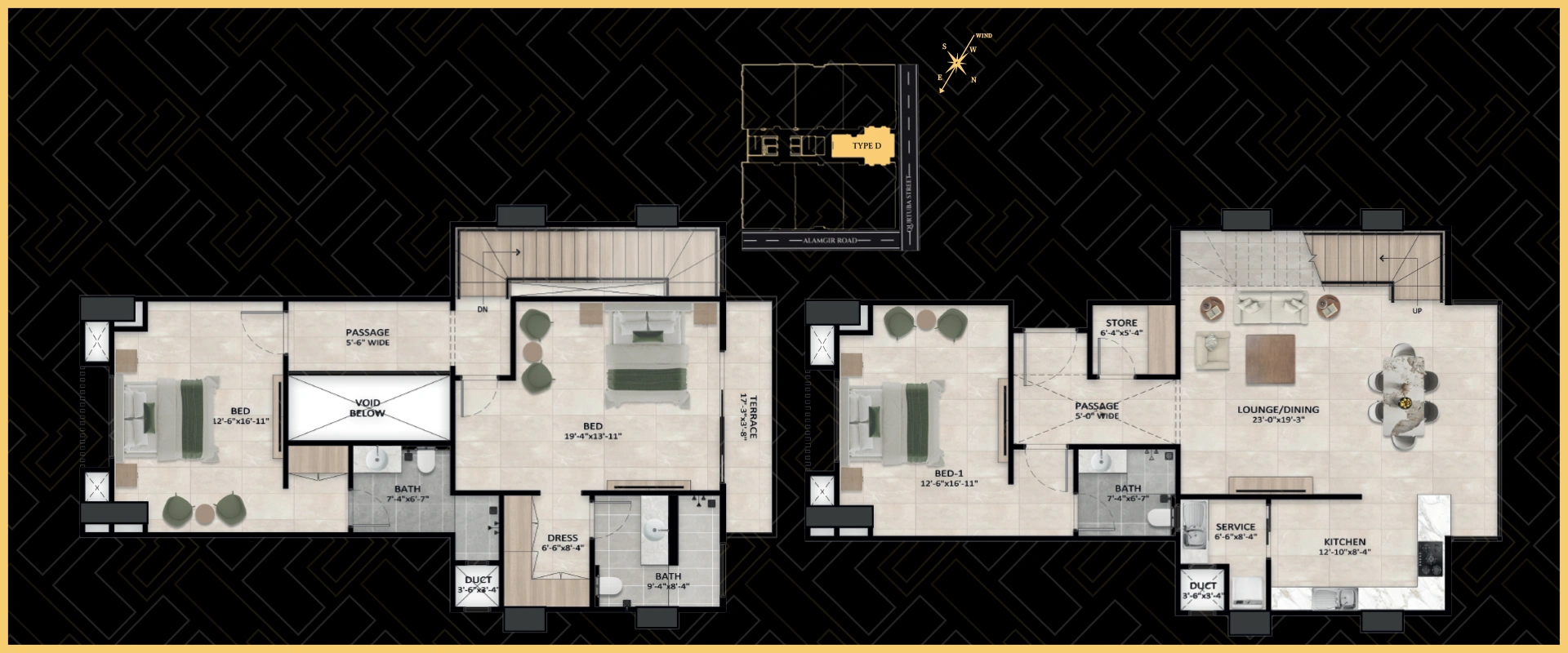 Type D apartment type at Faizan Landmark 1